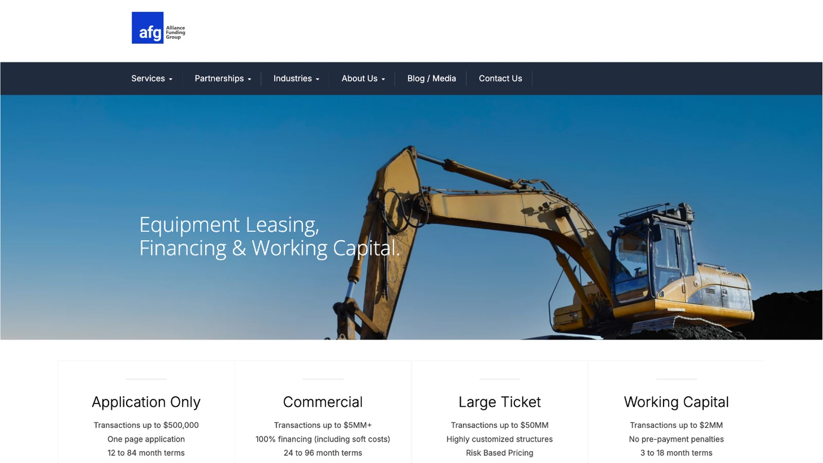 Alliance Funding Group website homepage on desktop