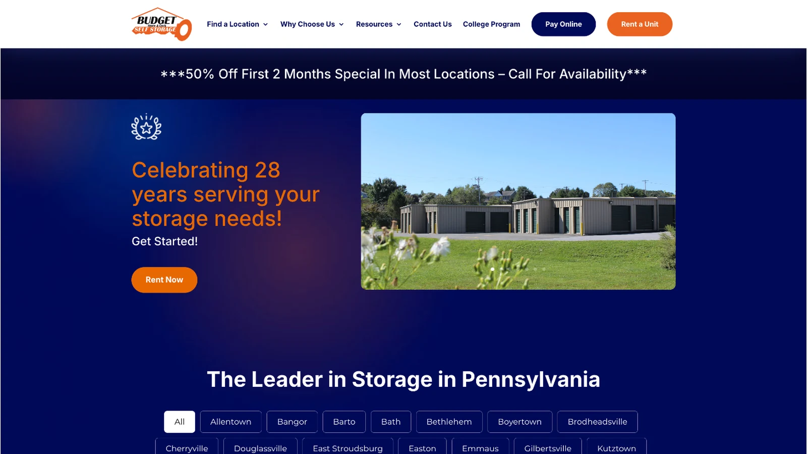 budget-store-and-lock website homepage on desktop