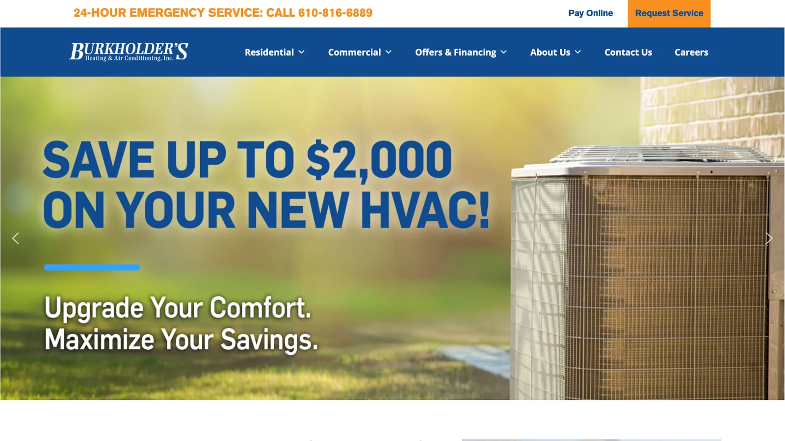 Burkholder's Heating & Air Conditioning website homepage on desktop