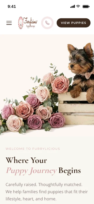 Furrylicious website shown on a phone