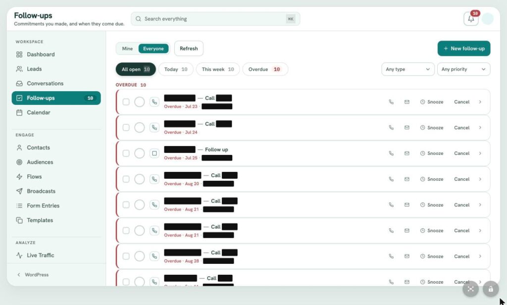 LeadFlow Follow ups: Task Queue