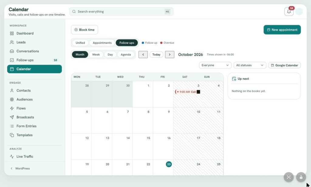 LeadFlow Calendar: Month View