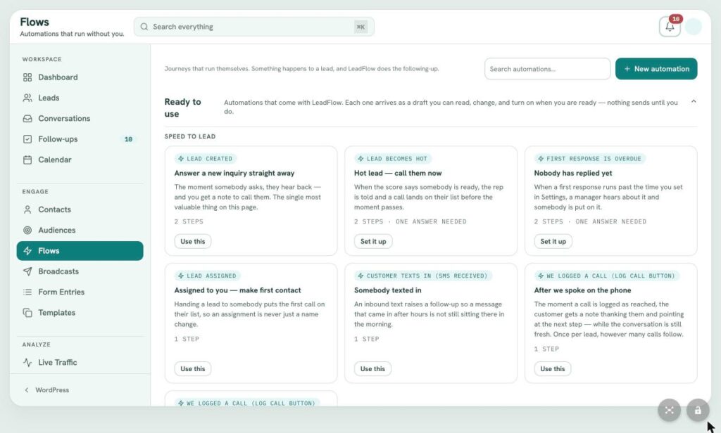 LeadFlow Flows: Automation Library (Speed to Lead)