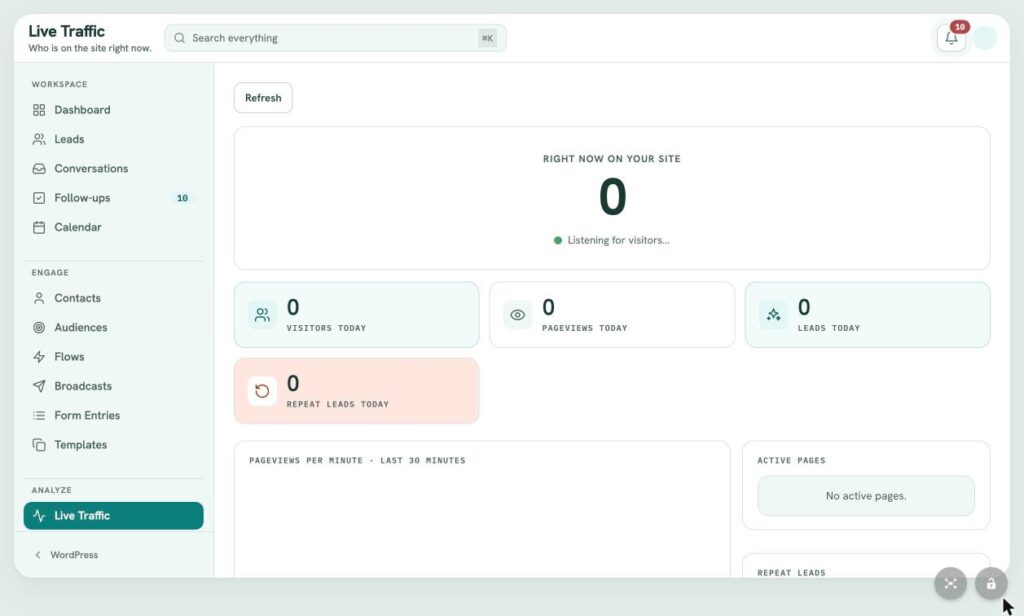 LeadFlow Live Traffic: Real time Visitors