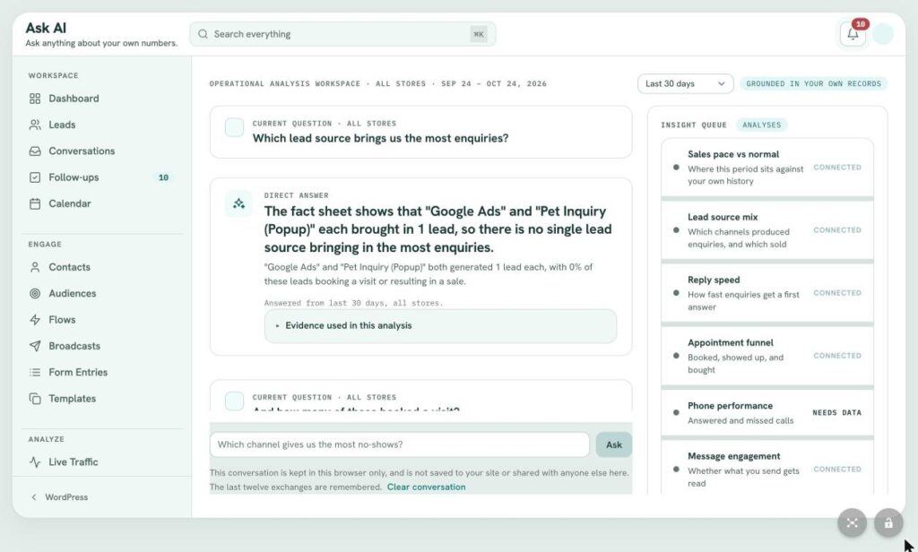 LeadFlow Ask AI: Operational Analysis Workspace